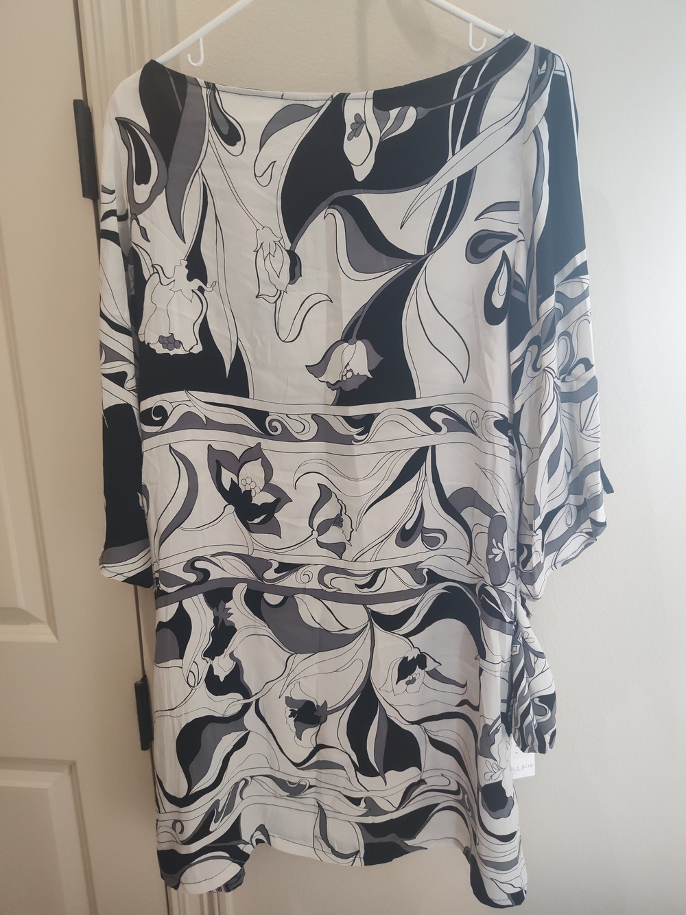 NWT Hale Bob Black and White Floral Tie-Front Dress Size Medium - Picture 5 of 5